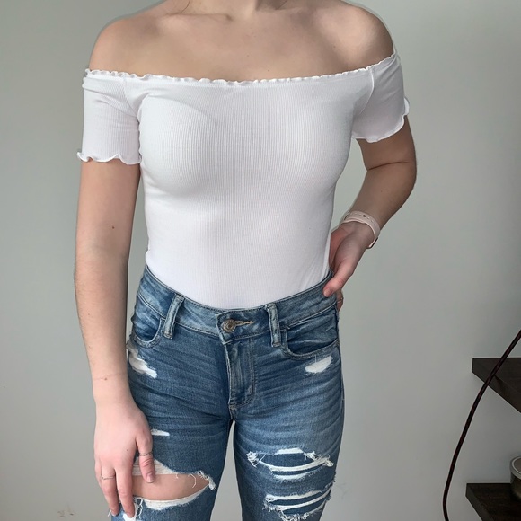 White off the shoulder bodysuit - Picture 1 of 4